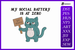 Funny Introvert Cat Quote Embroidery Design Product Image 1