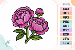 Pink Peonies Flower Embroidery Design Product Image 1