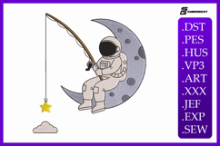 Space Astronaut on Moon Embroidery Design Product Image 1
