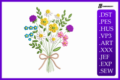 Colorful Wildflower Bouquet Embroidery Design Product Image 1