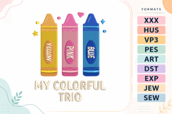Trio Crayon Back To School Embroidery Design Product Image 1