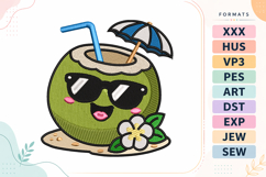 Cute Coconut Drink Summer Embroidery Design Product Image 1