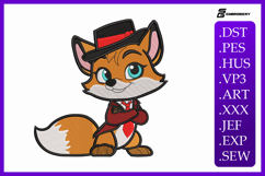 Cute Fox with Hat Embroidery Design Product Image 1