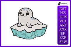 Cute Baby Seal Animal Embroidery Design Product Image 1