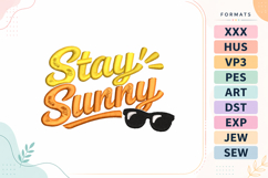 Stay Sunny Funny Summer Quote Embroidery Design Product Image 1