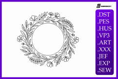 Minimalist Floral Wreath Embroidery Design Product Image 1