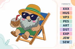 Tropical Summer Gnome Embroidery Design Product Image 1