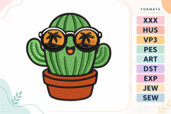 Summer Cactus with Sunglasses Embroidery Design Product Image 1