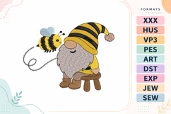 Spring Gnome with Bee Embroidery Design Product Image 1