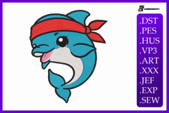 Cute Dolphin Ocean Animal Embroidery Design Product Image 1