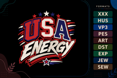 USA Energy 4th of July Embroidery Design Product Image 1