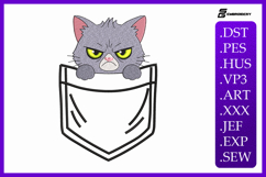 Grumpy Cat Pocket Embroidery Design Product Image 1