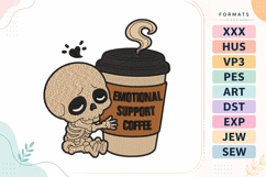 Halloween Skeleton Coffee Embroidery Design Product Image 1
