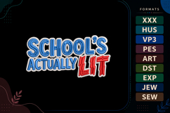 Funny Back To School Quote Embroidery Design Product Image 1