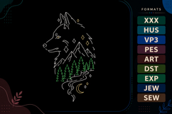 Wolf Mountain Forest Wildlife Embroidery Design Product Image 1