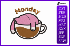 Monday Cat Animal Quote Summer Embroidery Design Product Image 1