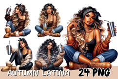 Autumn Latina Woman Png, Cozy Fall Latina Girl Product Image 1