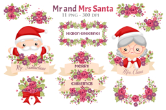 Cute Mr and Mrs Santa Claus Christmas Character Clipart Product Image 1
