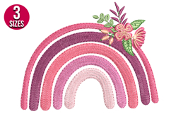 Floral Rainbow machine embroidery design - 3 sizes Product Image 1