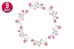 Floral Wreath, machine embroidery design - 9 sizes Product Image 1