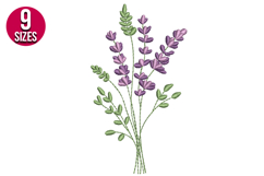 Lavender Flower Bouquet Machine Embroidery Design - 9 sizes Product Image 1