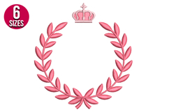 Laurel Wreath with Crown machine embroidery design - 6 sizes Product Image 1