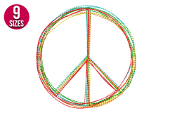 Peace Sign line art machine embroidery design - 9 Sizes Product Image 1