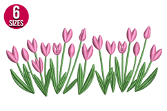 Tulip Flowers machine embroidery design - 6 sizes Product Image 1