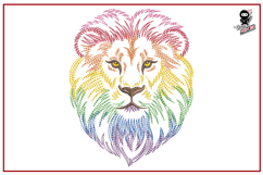 Rainbow Colors Lion Machine Embroidery Design Product Image 1