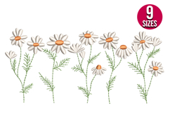 Daisy Wildflowers machine embroidery design - 9 sizes Product Image 1