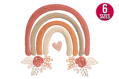 Floral Boho Rainbow machine embroidery design - 6 sizes Product Image 1
