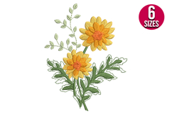Sunflowers machine embroidery design - 6 sizes Product Image 1