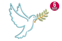 Dove with Olive Branch machine embroidery design - 6 Sizes Product Image 1