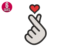 Korean Finger Heart Love Sign machine embroidery design Product Image 1