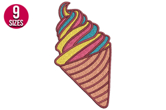 Cute Ice Cream Cone machine embroidery design Product Image 1