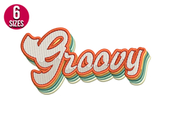 Groovy Retro machine embroidery design - 6 sizes Product Image 1