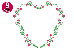 Floral Heart shape Wreath, love machine embroidery design Product Image 1