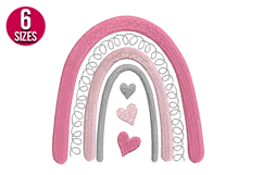 Rainbow with Hearts machine embroidery design - 6 sizes Product Image 1