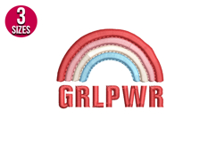 Grl Pwr Rainbow machine embroidery design - 3 sizes Product Image 1