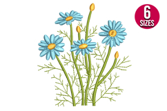 Daisy Wildflowers machine embroidery design - 6 sizes Product Image 1