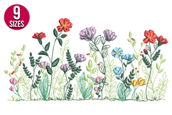 Wildflowers machine embroidery design - 9 sizes Product Image 1
