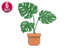 Monstera Plant machine embroidery design - 6 Sizes Product Image 1