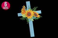 Floral Cross machine embroidery design - 6 Sizes Product Image 2