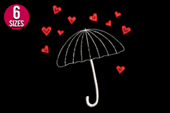 Umbrella with Hearts, love machine embroidery design Product Image 2