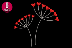 Dandelion with Red Hearts, love machine embroidery design Product Image 2