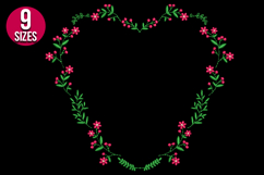 Floral Heart shape Wreath, love machine embroidery design Product Image 2