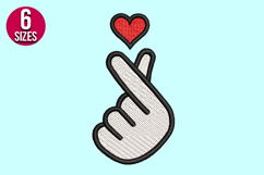 Korean Finger Heart Love Sign machine embroidery design Product Image 2
