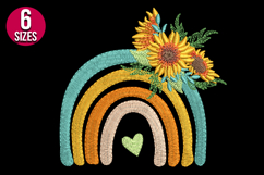 Rainbow with Sunflowers machine embroidery design - 6 sizes Product Image 2