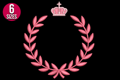 Laurel Wreath with Crown machine embroidery design - 6 sizes Product Image 2