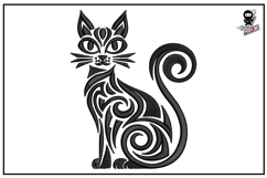 Cat | Tribal Animal Embroidery Design Product Image 1